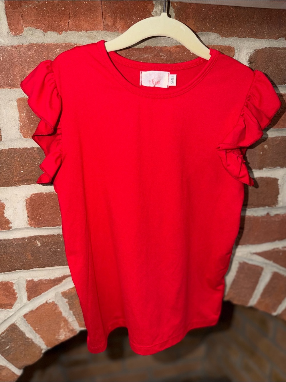 Girls' Red Ruffle Sleeve Casual Dress